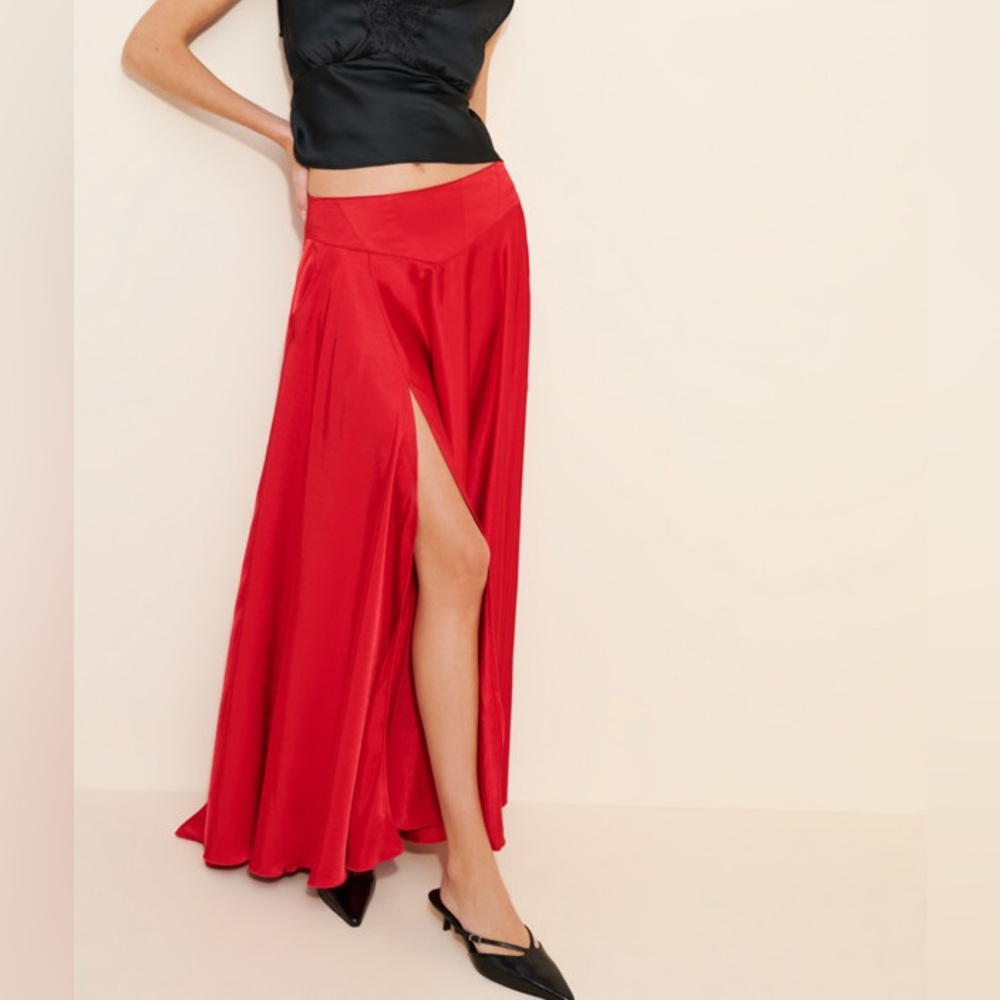 Free people Satin chilco maxi skirt salsa